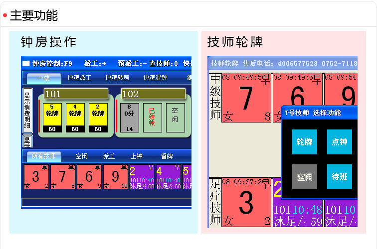 钟房操作和技师轮牌